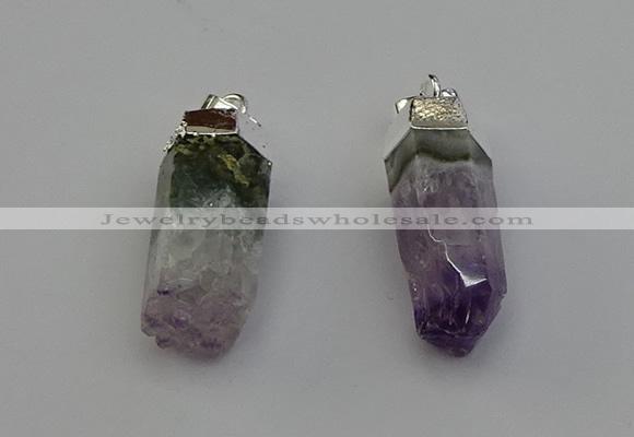 NGP6680 12*25mm - 12*30mm sticks druzy amethyst pendants