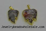 NGP6687 20*25mm - 25*30mm leaf agate gemstone pendants wholesale