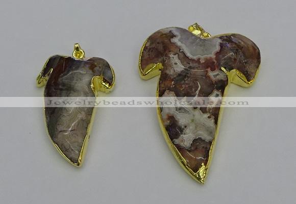 NGP6691 25*30mm - 30*40mm tooth agate gemstone pendants wholesale