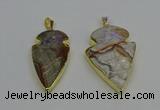 NGP6693 20*35mm - 30*45mm arrowhead agate gemstone pendants