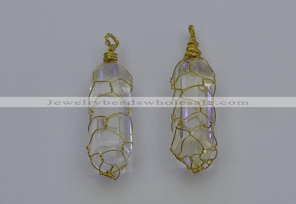 NGP6730 13*40mm sticks white crystal gemstone pendants wholesale