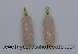 NGP6731 13*40mm sticks rose quartz gemstone pendants wholesale