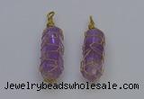 NGP6733 13*40mm sticks amethyst gemstone pendants wholesale