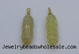 NGP6739 13*40mm sticks lemon quartz gemstone pendants wholesale