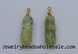 NGP6741 13*40mm sticks green rutilated quartz gemstone pendants