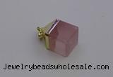 NGP6761 15*22mm cube rose quartz gemstone pendants wholesale