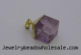 NGP6765 15*22mm cube light amethyst gemstone pendants wholesale