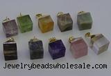 NGP6779 15*22mm cube mixed gemstone pendants wholesale