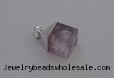 NGP6785 15*22mm cube light amethyst gemstone pendants wholesale