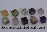 NGP6799 15*22mm cube mixed gemstone pendants wholesale