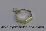 NGP6800 24*25mm hexagon white crystal gemstone pendants wholesale