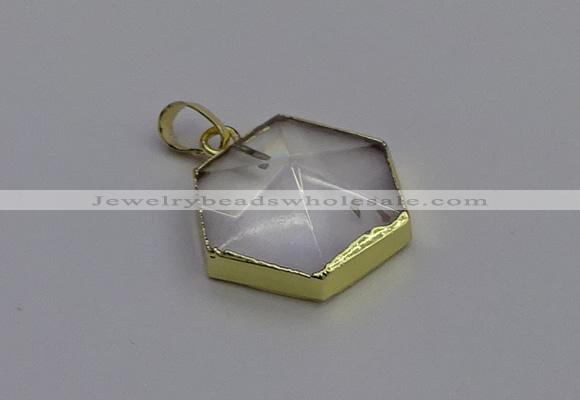 NGP6800 24*25mm hexagon white crystal gemstone pendants wholesale