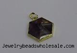 NGP6806 24*25mm hexagon amethyst gemstone pendants wholesale