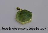 NGP6810 24*25mm hexagon green qutilated quartz pendants wholesale