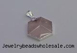 NGP6821 24*25mm hexagon rose quartz gemstone pendants wholesale