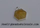 NGP6823 24*25mm hexagon citrine gemstone pendants wholesale