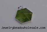 NGP6830 24*25mm hexagon green qutilated quartz pendants wholesale