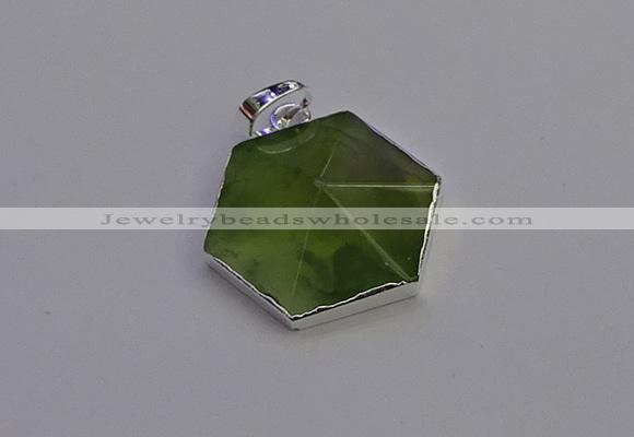 NGP6830 24*25mm hexagon green qutilated quartz pendants wholesale