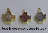 NGP6841 22*22mm - 24*24mm cross druzy agate pendants wholesale