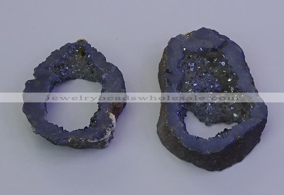 NGP6846 35*45mm - 40*50mm freeform plated druzy agate pendants