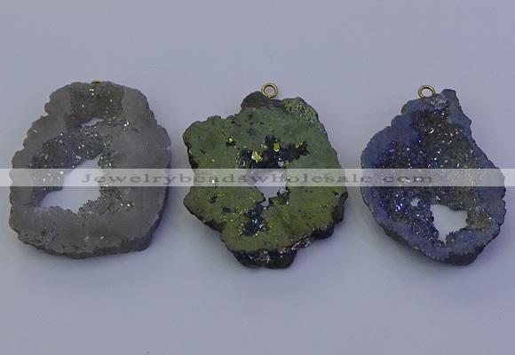 NGP6848 35*45mm - 40*50mm freeform plated druzy agate pendants