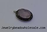 NGP6859 20*25mm oval rose quartz pendants wholesle