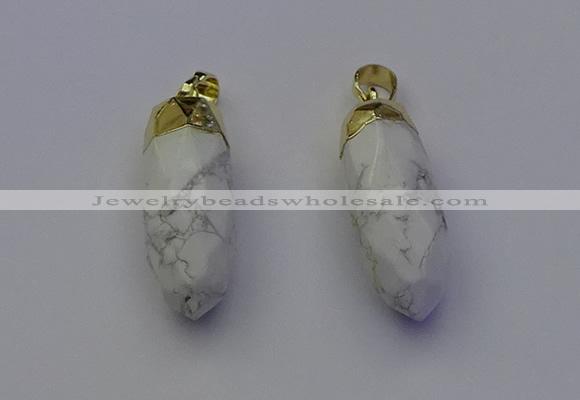 NGP6880 12*30mm - 15*30mm faceted bullet white howlite pendants