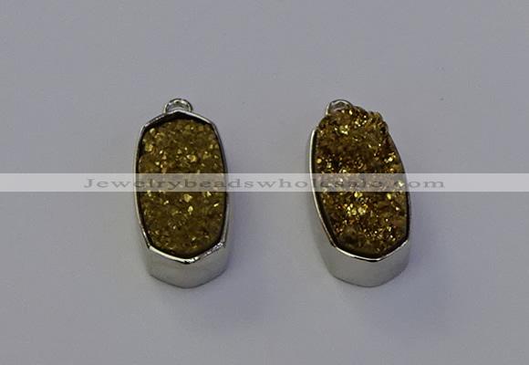 NGP6897 10*22mm - 12*25mm freeform plated druzy quartz pendants