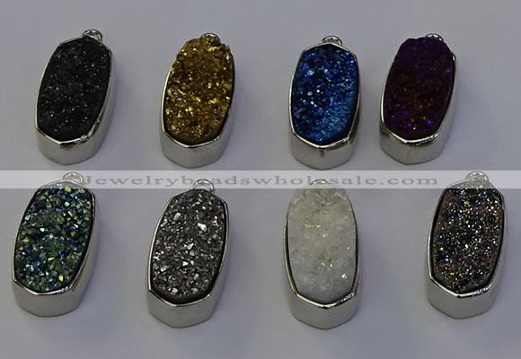 NGP6904 10*22mm - 12*25mm freeform plated druzy quartz pendants