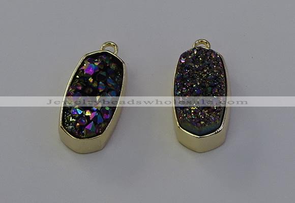 NGP6910 10*22mm - 12*25mm freeform plated druzy quartz pendants