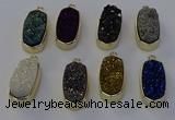 NGP6915 10*22mm - 12*25mm freeform plated druzy quartz pendants