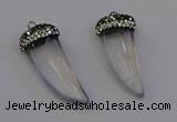 NGP6972 12*40mm - 15*45mm horn white crystal pendants wholesale