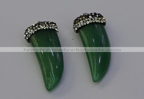 NGP6979 12*40mm - 15*45mm horn green aventurine pendants wholesale