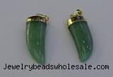 NGP6999 12*40mm - 15*45mm horn green aventurine pendants wholesale