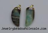 NGP7036 12*35mm - 14*40mm horn amazonite pendants wholesale