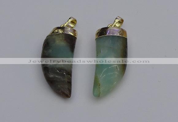 NGP7036 12*35mm - 14*40mm horn amazonite pendants wholesale