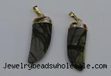 NGP7040 12*35mm - 14*40mm horn black water jasper pendants