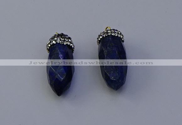 NGP7073 12*30mm - 15*35mm faceted bullet lapis lazuli pendants