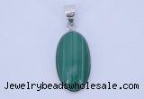 NGP708 12*24mm oval natural malachite with sterling silver pendant