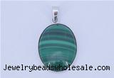 NGP709 16*24mm oval natural malachite with sterling silver pendant