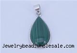 NGP710 14*37mm teardrop natural malachite with sterling silver pendant