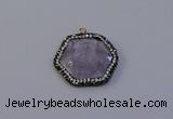 NGP7112 30*30mm hexagon light amethyst pendants wholesale