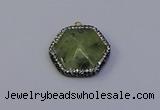 NGP7117 30*30mm hexagon green qutilated quartz pendants wholesale