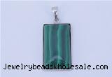 NGP712 13*25mm rectangle natural malachite with sterling silver pendant