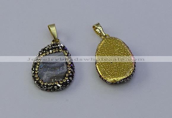 NGP7151 20*25mm freeform druzy agate pendants wholesale