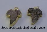 NGP7153 25*35mm teeth-shaped druzy agate pendants wholesale