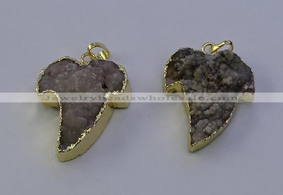 NGP7153 25*35mm teeth-shaped druzy agate pendants wholesale