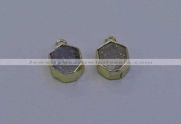 NGP7161 12*15mm plated druzy agate pendants wholesale