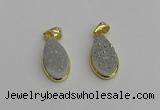 NGP7179 10*20mm flat teardrop plated druzy quartz pendants