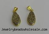 NGP7181 10*20mm flat teardrop plated druzy quartz pendants